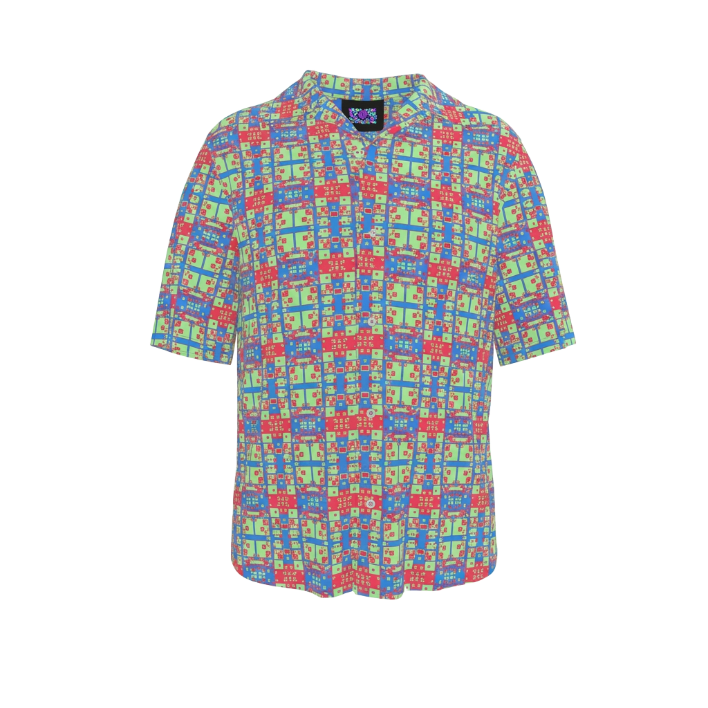Pixel Ape revere shirt in blue